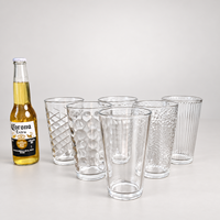Verre à bière classique transparent de 16 oz avec logo personnalisé, résistant au lave-vaisselle, pour bar, pub, restaurant, eau, jus