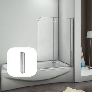 Bisagra de pivote de 180 grados, pantalla de <span class=keywords><strong>ducha</strong></span> de baño de <span class=keywords><strong>2</strong></span> pliegues cromada y pulida, accesorio de partición de Panel de puerta de vidrio Easyclean de 6mm - Product Image 2