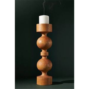 Porte-bougie en bois de manguier naturel fait main, style nordique, luxe, décoratif, pour bougie pilier, pour mariage, décoration intérieure, centre de table - Product Image 2