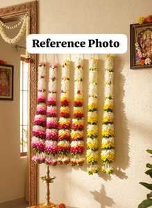 Guirlande en tissu de jasmin colorée faite à la main pour mariage, fête et décoration intérieure |   Décor festif indien/pakistanaise écologique à suspendre - Product Image 2