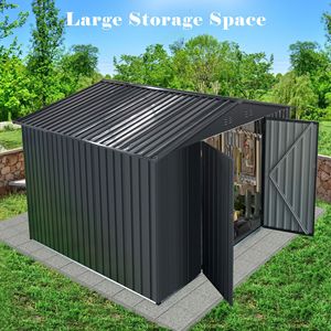 Casa de herramientas de utilidad de Metal para almacenamiento al aire libre, puerta bloqueable de 10 pies x 10 pies, cobertizo de jardín impermeable para patio trasero, césped, limpieza de Patio - Product Image 5