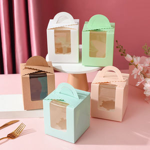Portable Paper Cupcake <b>Box</b> with Transparent Window for Wedding, Birthday Party, DIY <b>Dessert</b> and Cake Packaging - Product Image 1