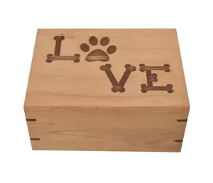 Urnes funéraires pour animaux de compagnie en bois de rose, fabriquées et sculptées à la main aux États-Unis, avec des pattes gravées, 50 pouces cubes, par Falah International - Product Image 5