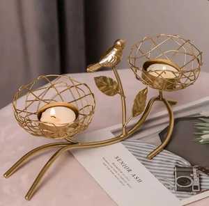 <b>Set</b> of 3 Copper Metal Leaf Candle Holders Laser Cut Perforated Iron Cylinder Votive Stand Tea Light <b>Lantern</b> Trio - Product Image 5