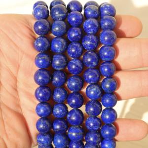 ลูกปัดลาพิส ลาซูลีธรรมชาติคุณภาพ AAA สีน้ำเงินเข้ม ขนาด 4 มม. ถึง 13 มม. 1 เส้น ยาว 15 นิ้ว สำหรับทำเครื่องประดับ PANJSHIR GEMS - Product Image 5