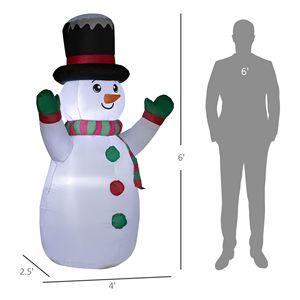 Decorazioni Natalizie Gonfiabili a Forma di Pupazzo di Neve 6 FT con Luci LED per Interni/Esterni Giardino/Festa - Product Image 3
