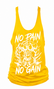 เสื้อกล้ามพิมพ์ลาย No Pain No Gain สำหรับผู้ชาย สีแดง ผ้าฝ้าย ลำลอง คอกลม แขนกุด ระบายอากาศ แห้งเร็ว เหมาะสำหรับออกกำลังกาย ฟิตเนส - Product Image 3