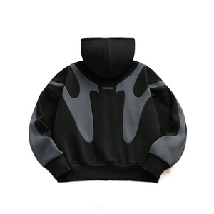 Sudadera con capucha de algodón y forro polar para hombre, diseño en contraste, estilo oversize, streetwear, proveedor de producción a granel de sudaderas con capucha para hombre con corte y costura. - Product Image 4