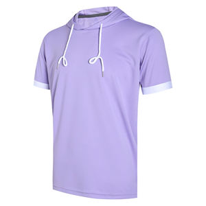 Camiseta Deportiva con Capucha de Manga Corta para Hombre, Transpirable, para Entrenamiento, Estilo Pullover, Atlética, Básica, Mezcla de Algodón - Product Image 1