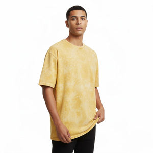 Custom Logo Boxy Fitting Men's T Shirt Combed Cotton 280gsm Acid Wash <b>Tshirt</b> Drop Shoulder Oversized Streetwear T-shirt for men - Product Image 1