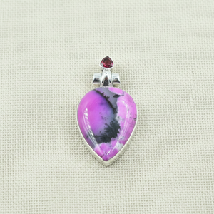 Natural Pink Dendrite Opal Garnet Heart Pendant 925 Sterling Silver Rose Gold Yellow Gold Plated Handmade Double Stone Jewelry - Product Image 3