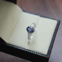Bague d'accentuation Tanzanite en Argent Sterling S925 Plaqué Rhodium, Pierre Précieuse de Luxe, Élégante, Vintage, Certifiée IGI, Bijou Cadeau pour Femme