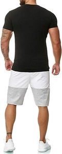Conjunto de Camiseta y Pantalones Cortos para Hombre con Bloques de Color, Cuello Redondo, Secado Rápido, Ropa Casual de Verano - Product Image 3