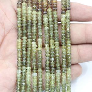 High Quality 4MM Faceted Rondelle Grossular <b>Garnet</b> Stone Beads for Jewelry Making - Product Image 1