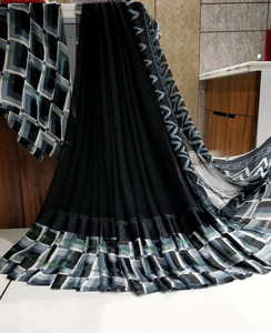 Adult Women Georgette Satin Traditional <b>Sari</b> Digital Print Saree Shari Quick Dry Six Meter Cut <b>Blouse</b> Attached Fast Delivery - Product Image 4