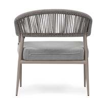 Fauteuil de salon moderne en corde avec dossier à lattes, assise rembourrée, pieds en bois, design ergonomique, fauteuil de détente pour la maison