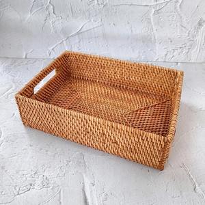 Plateau élégant en rotin tressé pour salon, cuisine, bureau, garage - Rangement multifonctionnel pour vaisselle - Meilleur prix du marché - Product Image 6