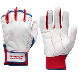 Gants de frappe en cuir SINEWY pour le sport et le fitness, blanc, rouge, bleu, durables, pour l'entraînement, unisexe, adulte, à enfiler - Product Image 1