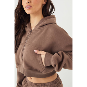 Conjunto Deportivo de 2 Piezas para Mujer, Estilo Urbano, Cintura Elástica, Sudadera Corta, para Correr por la Mañana, Diseño ODM OEM - Product Image 5