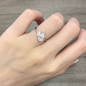 แหวนเพชรทรงลูกแพร์ 3.0 กะรัต CVD สองเม็ด แหวนหมั้นทอง 14K พร้อมใบรับรอง IGI แหวนพลอยสำหรับผู้หญิง เครื่องประดับหรูหรา - Product Image 2