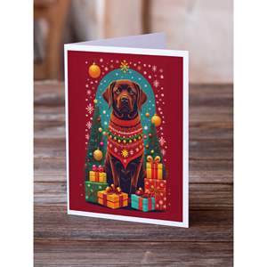 Whimsical Labrador Retriever Holiday Christmas Tarjetas de felicitación Pack 8 Tarjetas de nota A7 en blanco con sobres Tamaño 5x7 - Product Image 2