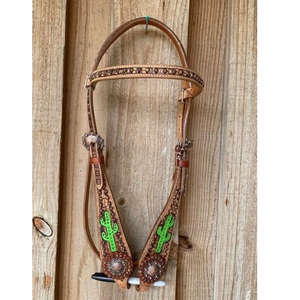 Ensemble de têtière et de collier de poitrail en cuir de qualité supérieure pour chevaux, en gros - Product Image 6