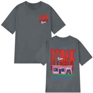 Camiseta Dime World Tour para Hombre, Gris, Manga Corta, Algodón, Cuello Redondo, Oversize, Transpirable, con Diseño Estampado - Product Image 3