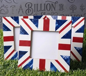 Cadre photo fait main en os incrusté, Union Jack, DIY, support photo carré de table, drapeau britannique coloré - Product Image 5