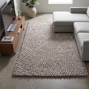 Alfombra Moderna Antideslizante de Lana Texturizada Beige Tejida a Mano de Primera Calidad, con Base de Lona de Algodón, para Sala de Estar - Product Image 3