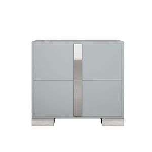 Elegante Comodino Grigio con Piedini in Metallo e Specchio, 2 Cassetti per Camera da Letto e Soggiorno - Product Image 5