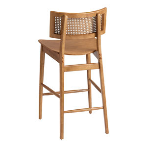 Silla de Barra Viorase de Madera Sólida Ecológica, Ajustable, Tradicional y Moderna, con Respaldo de Ratán, para Barra de Cocina o Comedor - Product Image 3