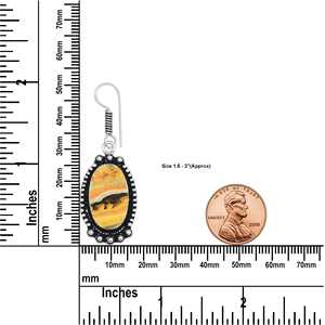 Pendientes Colgantes de Jaspe Abeja Amarillo Hechos a Mano con Cabujón Pulido para Mujer - Product Image 2