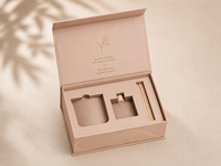 Coffret Cadeau Rigide de Luxe Personnalisé avec Estampage à Chaud Doré, Motif Vague, Fermeture Magnétique, Insert Découpé, Diffuseur de Parfum d'Ambiance pour la Maison