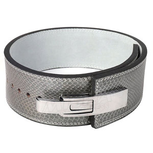 Cinturón de Cuero para Levantamiento de Pesas con Cierre de Hebilla, Soporte Lumbar Unisex, Ajustable, Superficie Texturizada Gris - Product Image 1