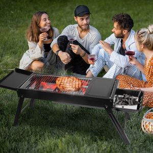Griglia BBQ Portatile in Acciaio Inox da Tavolo, Facile da Montare, Griglia a Carbone Pieghevole con Ripiano per Campeggio e Picnic - Product Image 1
