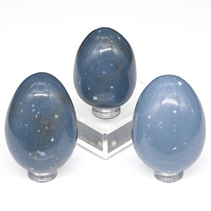 คริสตัลแองเจลไลท์ธรรมชาติทรงรีแบบคาโบชอง แกะสลักลายฉลุ ขัดเงาด้วยมือ พลอยสีน้ำเงิน สำหรับทำเครื่องประดับ แหวน จี้ ต่างหู - Product Image 4