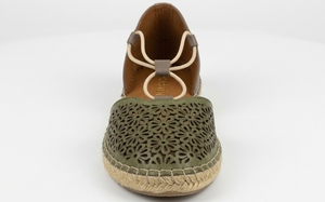 Sandalias Planas de Cuero Genuino Olive con Punta Cerrada, Diseño Floral Calado, Cierre de Correa, Transpirables, Zapatos de Esparto para Verano - Product Image 2
