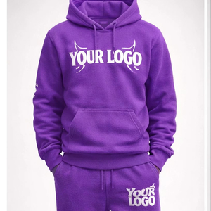 Ensemble de survêtement homme en molleton 100 % coton épais et respirant pour l'hiver, style streetwear, avec logo personnalisé, vente en gros, comprenant un sweat à capuche et un pantalon de survêtement - Product Image 1