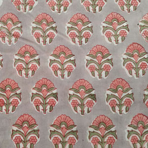 Rose clair vert Floral main bloc imprimé 100% pur coton indien tissu cour pour femmes chemises Lingerie couvre filles garçons - Product Image 1