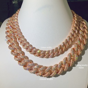 Rose Gold Iced Out Cuban Link Sterling Silver Prong Set 15mm 20mm Luxury Moissanite Hip Hop Jewellery <b>Statement</b> <b>Necklace</b> - Product Image 1