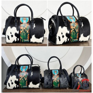 Hot Selling Factory Price Tooled Cowhide Leather Large Travel Speedy Bag High Quality Cactus Design Overnight Unisex Duffel bag - Product Image 1