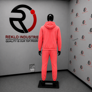 Conjunto Deportivo Rosa Coral para Hombre, con Logotipo Personalizado, Sudadera con Cremallera Completa y Pantalones Jogger, Ropa Deportiva Urbana, Informal, para Gimnasio, Venta al Por Mayor - Product Image 4