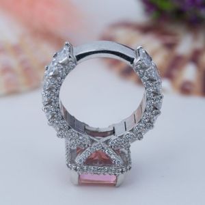 Anillos de Lujo Personalizados de Plata de Ley 925 Pahal Jewels KILO457 para Mujer, Chapados en Rodio Rosa y Azul, con Circonitas Cúbicas Rectangulares Grandes - Product Image 5