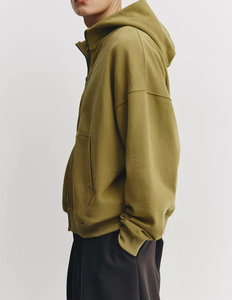 Men's Regular Fit Hooded Zip-<b>Up</b> Sweatshirt Solid Color 100% Cotton French Terry Casual Winter Wear Breathable Quick Dry - Product Image 3