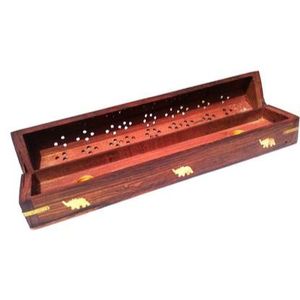 Artisan Wooden Incense Storage Box <b>Elephant</b> Inlay Jali Lid Handcrafted Aromatherapy Holder for Home <b>Decor</b> and Meditation - Product Image 5