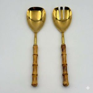 Ensemble de cuillères à salade dorées avec manche en résine pour servir les salades et les desserts au prix le plus bas par R B Overseas - Product Image 3
