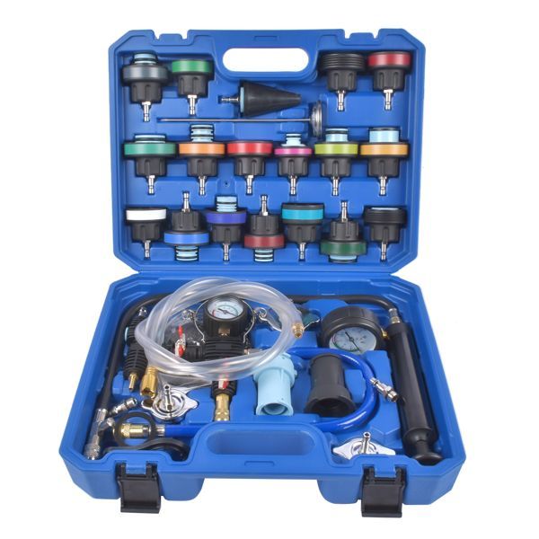 31Pcs Radiator Cooling System Pressure Tester Kit Coolant Vacuum Refill Tool Set For Vehicle Maintenance