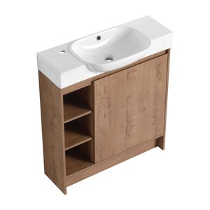 30\" Freestanding <b>Bathroom</b> <b>Vanity</b> with White Ceramic Sink and Soft-Close Door Plywood Easy KD Packing - Product Image 1