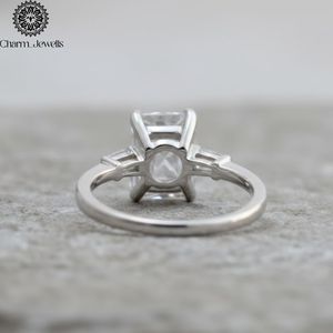 Anillo de Compromiso Charm_Jewells con Moissanita Corte Princesa, Plata 925, Engaste de Garras, Clásico, para Mujer - Product Image 3