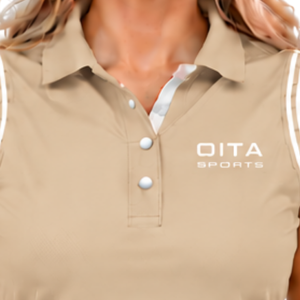Polo Beige sin Mangas con Cuello de Parche para Mujer, Ajuste Delgado, para Equitación y Entrenamiento, Venta al por Mayor Personalizada de Alto Rendimiento - Product Image 6